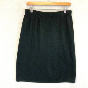 Vintage San Remo LauraKnits Knit Skirt Size Large L Black Knee Length Elastic